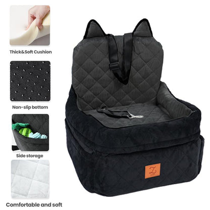 Zvrpet Dog Car Seat Fully Detachable and Washable Memory Foam Covered Car-Mounted Pet Kennel Soft Fabric Easy to Install with Adjustable Straps Anti-Slip Bottom Cover for Back Seat Pet Car Bed for Car SUV Outdoorfun Travel Dog Bed Pet Bed Cat Bed